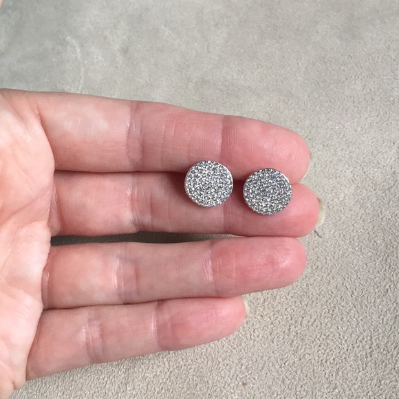 New! Sterling Silver Austrian Pave Stud Earrings - Picture 7 of 8